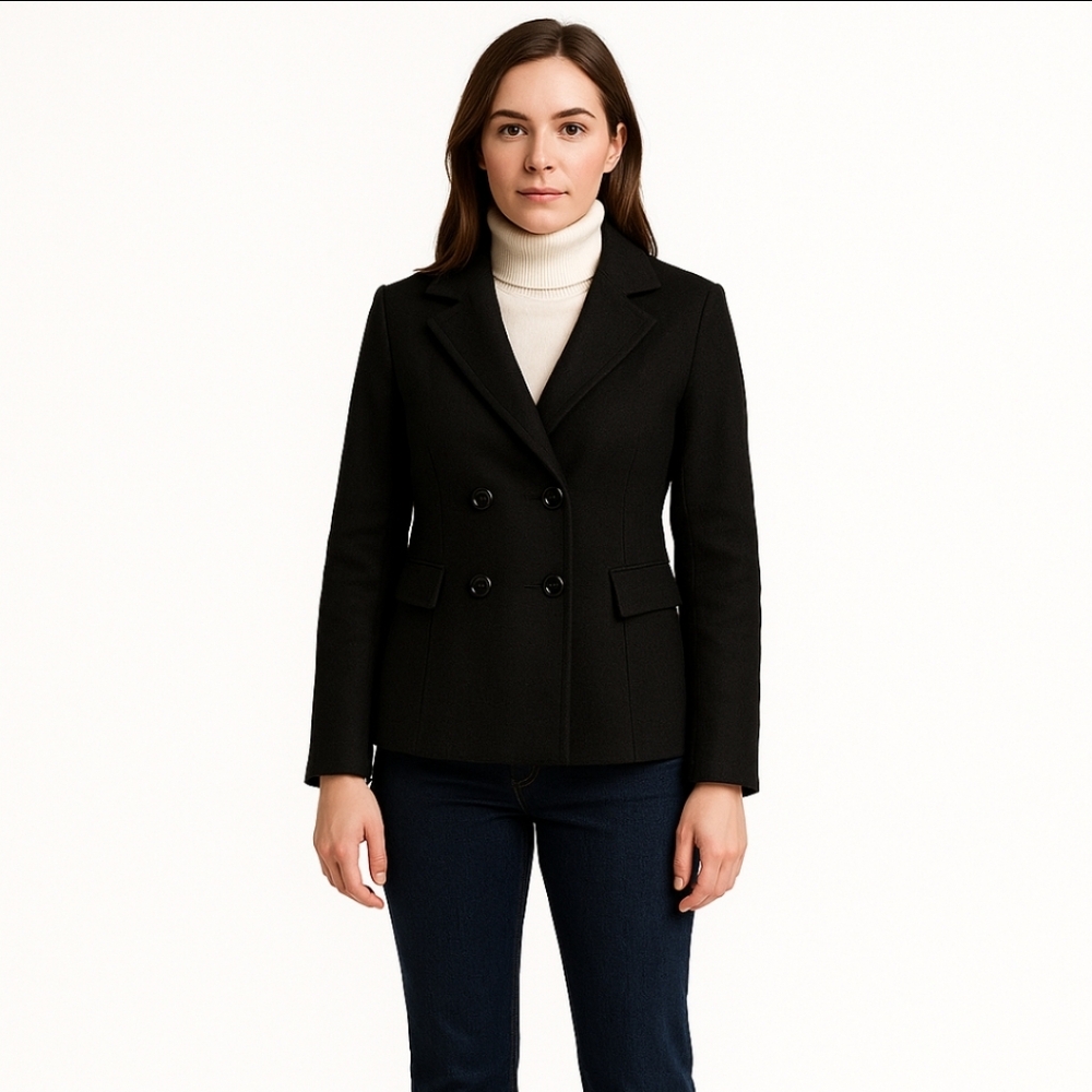 Marvin Richards Black Nautical Fisherman Womens Peacoat Sz M